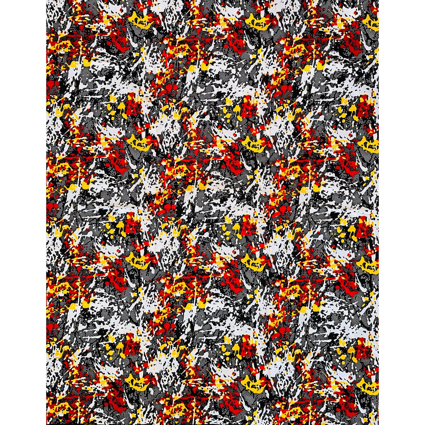 African Print Fabric/ Ankara - White, Red, Black, Yellow ‘It’s Getting Kinda Hectic', YARD or WHOLESALE