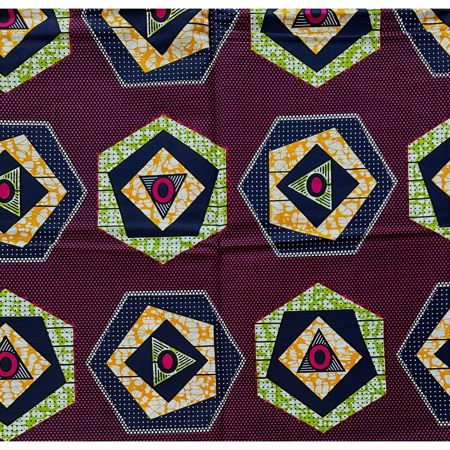 African Print Fabric/ Ankara - Magenta, Navy, Green, Orange ‘Imani’s Ways, Yard or Wholesale
