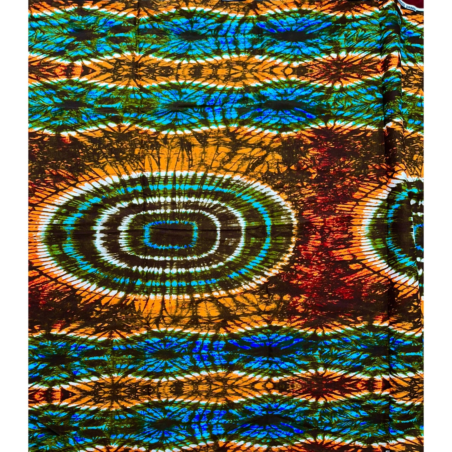 African Print Fabric/ Ankara - Orange, Blue, Green, Brown 'Make A Splash', YARD OR WHOLESALE
