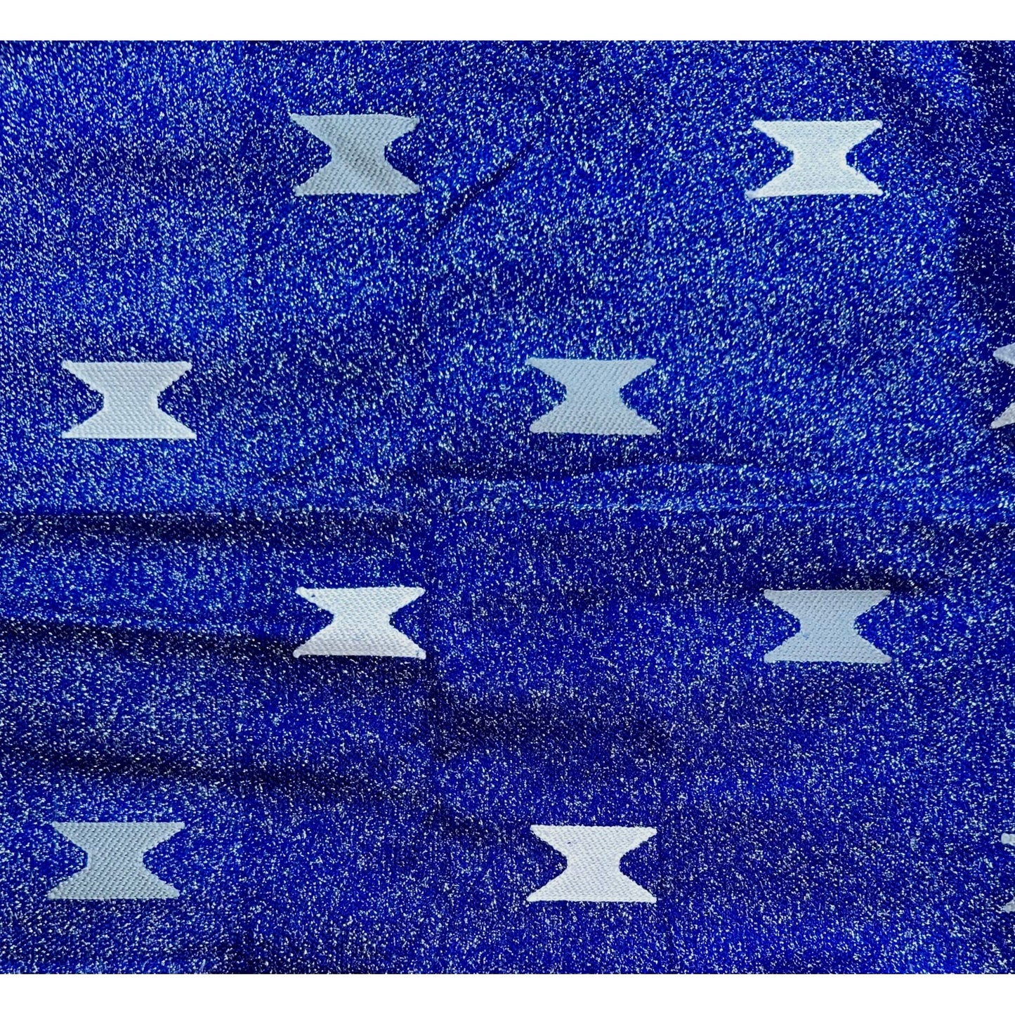African Fabric/ Woven, Embroidered Kente - Blue, Silver “Naa”, 2 Yards