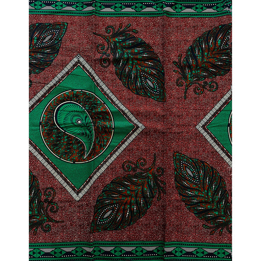 African Print Fabric/ Ankara - Brown, Green 'Ogola Affair' YARD or WHOLESALE
