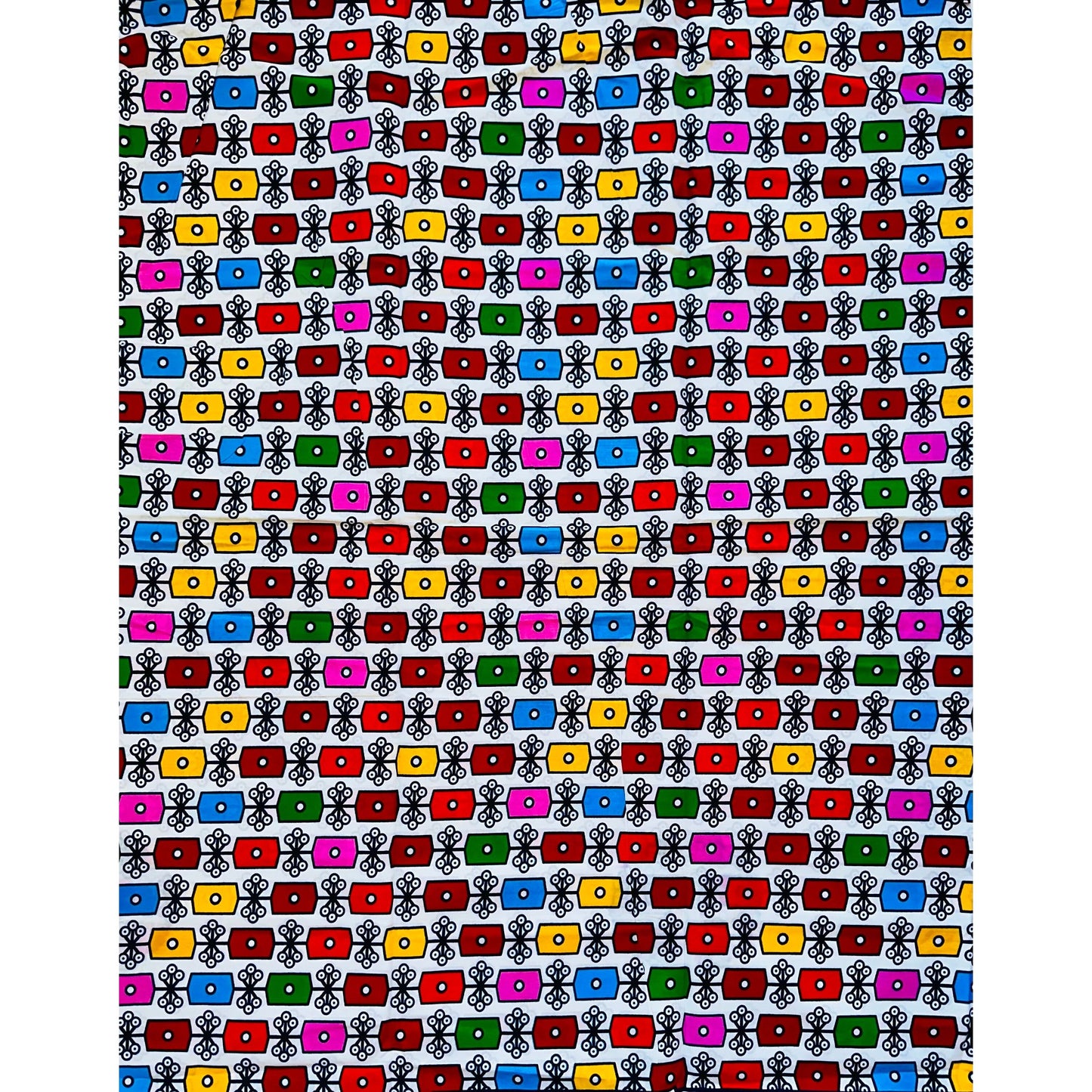 African Print Fabric/ Ankara - Red, Pink, Yellow, Green, Blue 'Kimkim Coola’, Yard or Wholesale