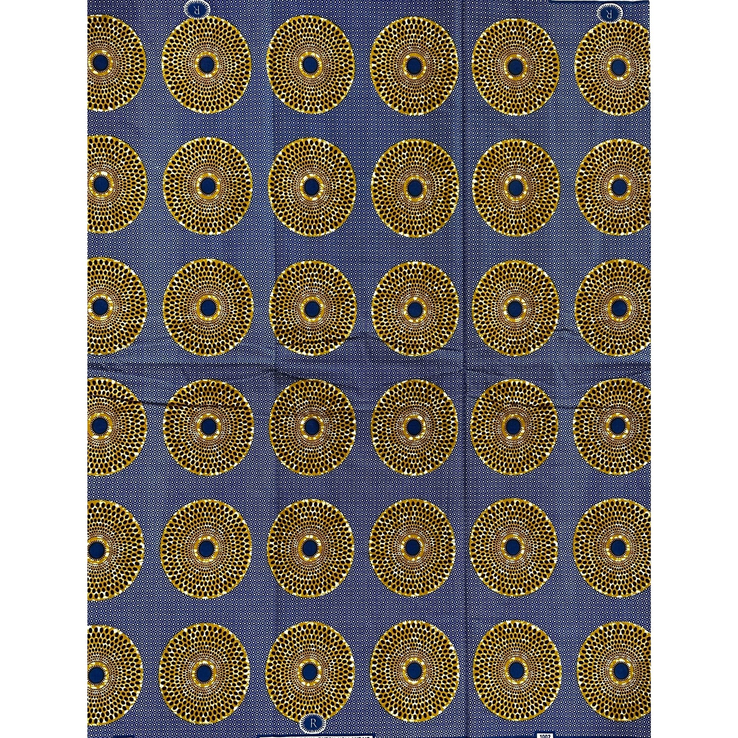 African Print Fabric/ Ankara - Navy, Brown 'Bullseye' Design, YARD or WHOLESALE
