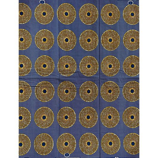 African Print Fabric/ Ankara - Navy, Brown 'Bullseye' Design, YARD or WHOLESALE
