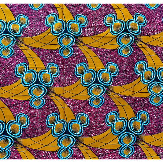 African Print Fabric/ Ankara - Brown, Magenta, Brown 'Amaka 8s' Design, YARD or WHOLESALE