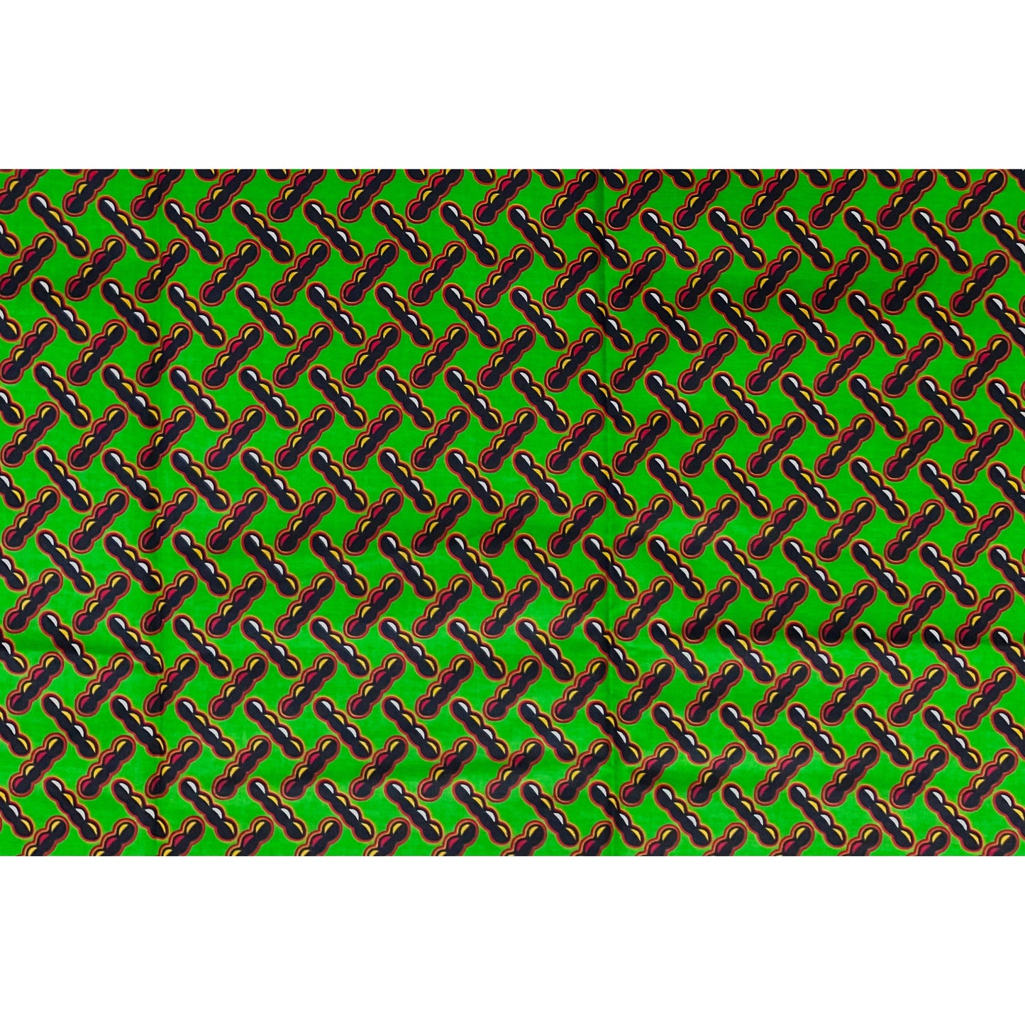 African Print Fabric/ Ankara - Green, Red, Marigold, Black 'Groundnuts” YARD or WHOLESALE
