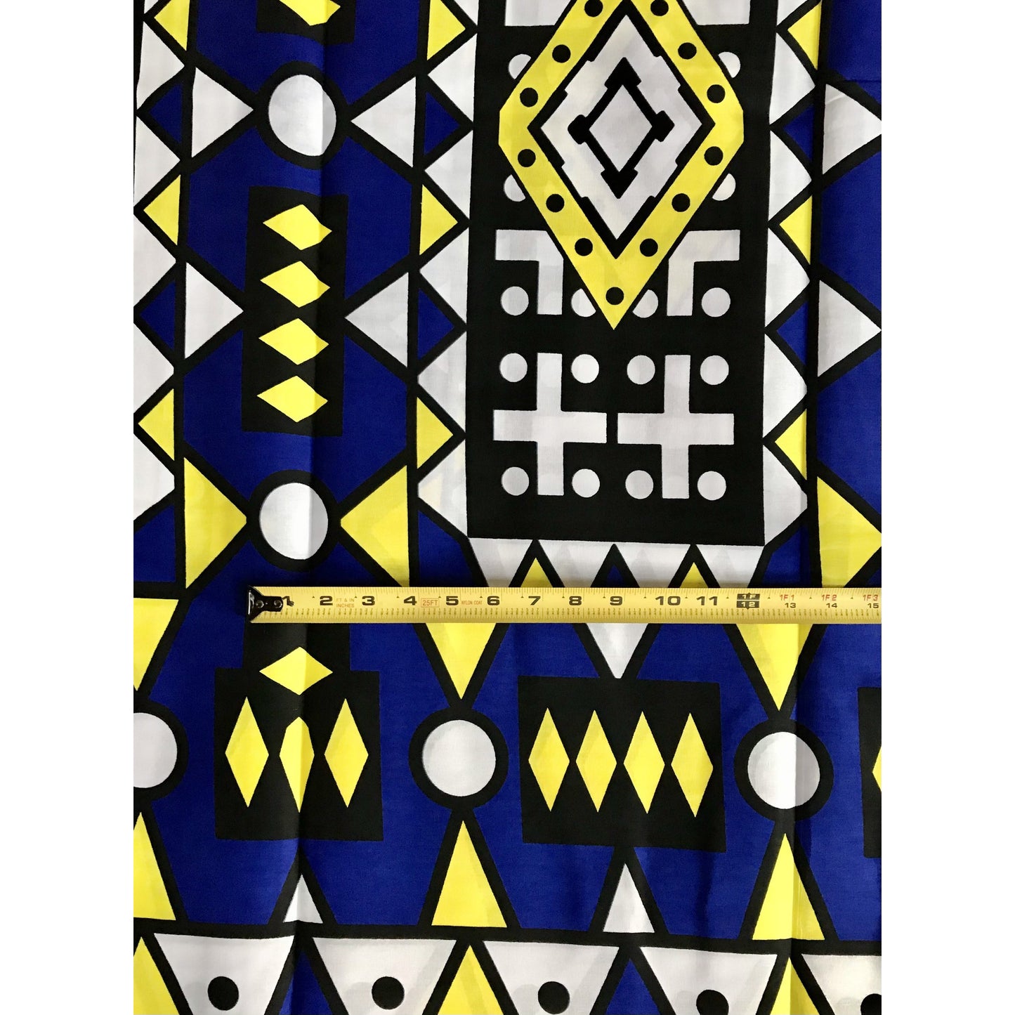 African Print Fabric/ Ankara - Blue, Yellow, Black, White 'Samakaka' Design, YARD or WHOLESALE