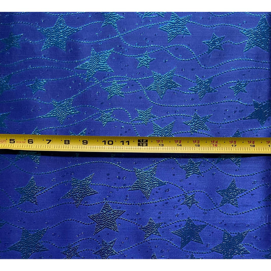 African Damask/ Metallic Jacquard/Headtie, Gele Fabric - Blue ‘Celebrity’, ~2 yards
