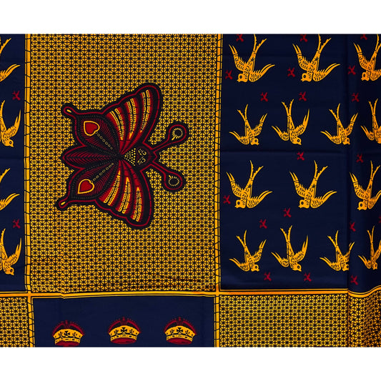 African Print Fabric/ Ankara - Red, Blue, Marigold “Come Fly With Me Remix”, Per Yard or Wholesale