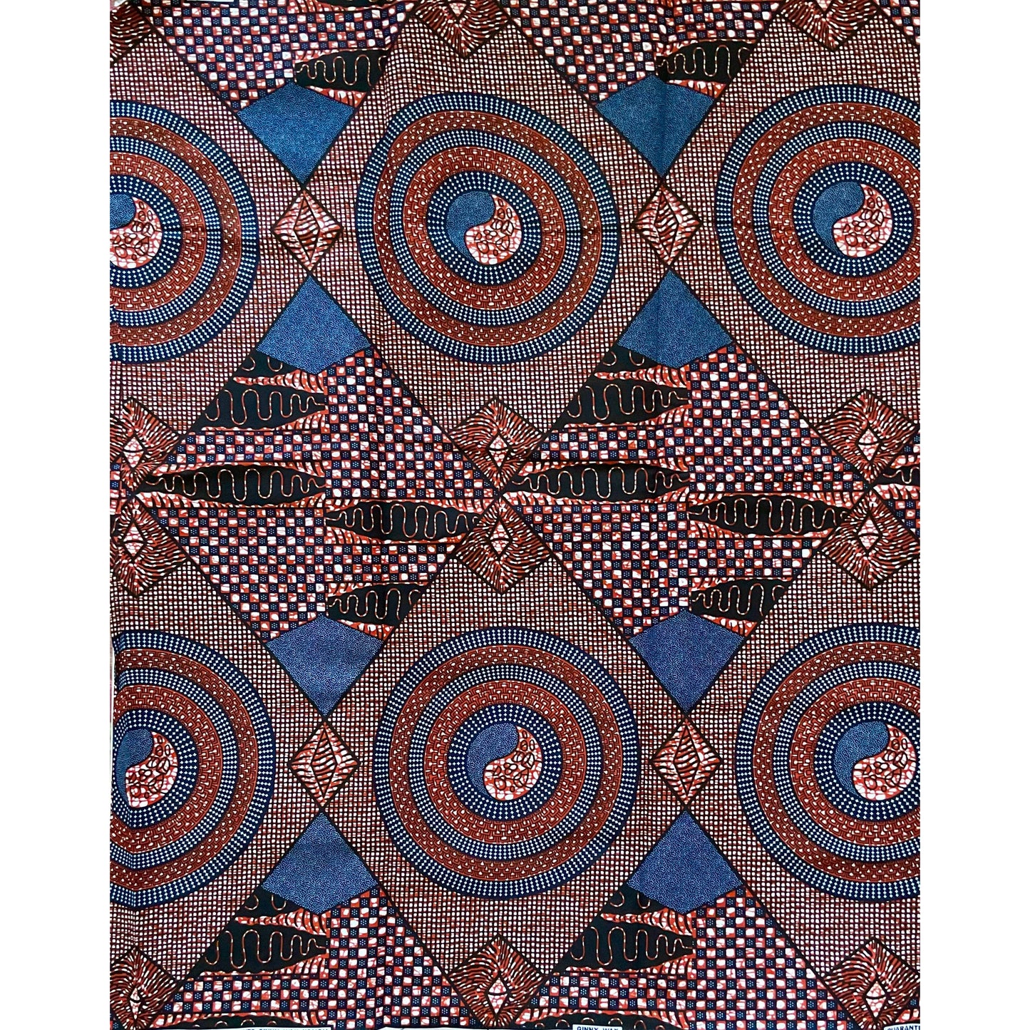 African Print Fabric/ Ankara - Brown, Navy 'Shahir' Design, YARD or WHOLESALE