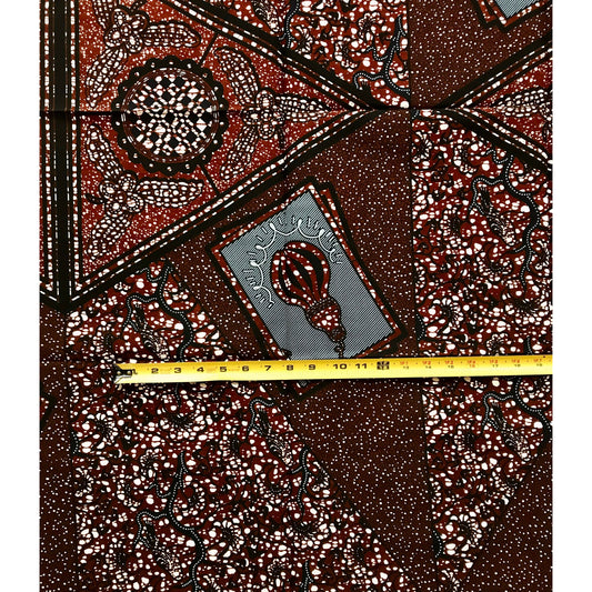 African Print Fabric/ Ankara - Brown, Navy, White 'Bright Idea', YARD or WHOLESALE