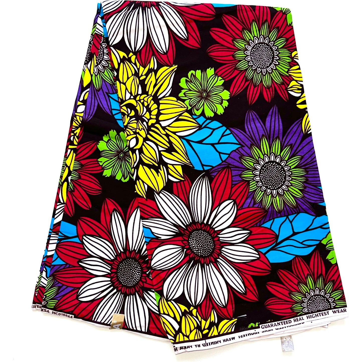 African Print Fabric/ Ankara - Red, Green, Blue, Yellow, Purple 'Sweet Sarius' Design, YARD or WHOLESALE