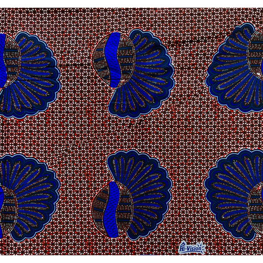 African Print Fabric/ Ankara - Blue, Brown "Chieftain", YARD or WHOLESALE