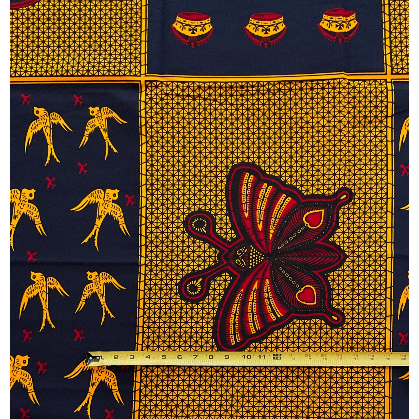 African Print Fabric/ Ankara - Red, Blue, Marigold “Come Fly With Me Remix”, Per Yard or Wholesale