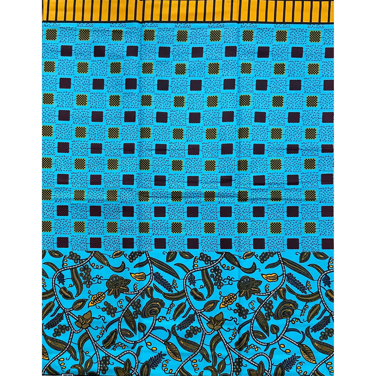 African Print Fabric/ Ankara - Blue, Red, Yellow 'Ivy Works' Design, YARD or WHOLESALE
