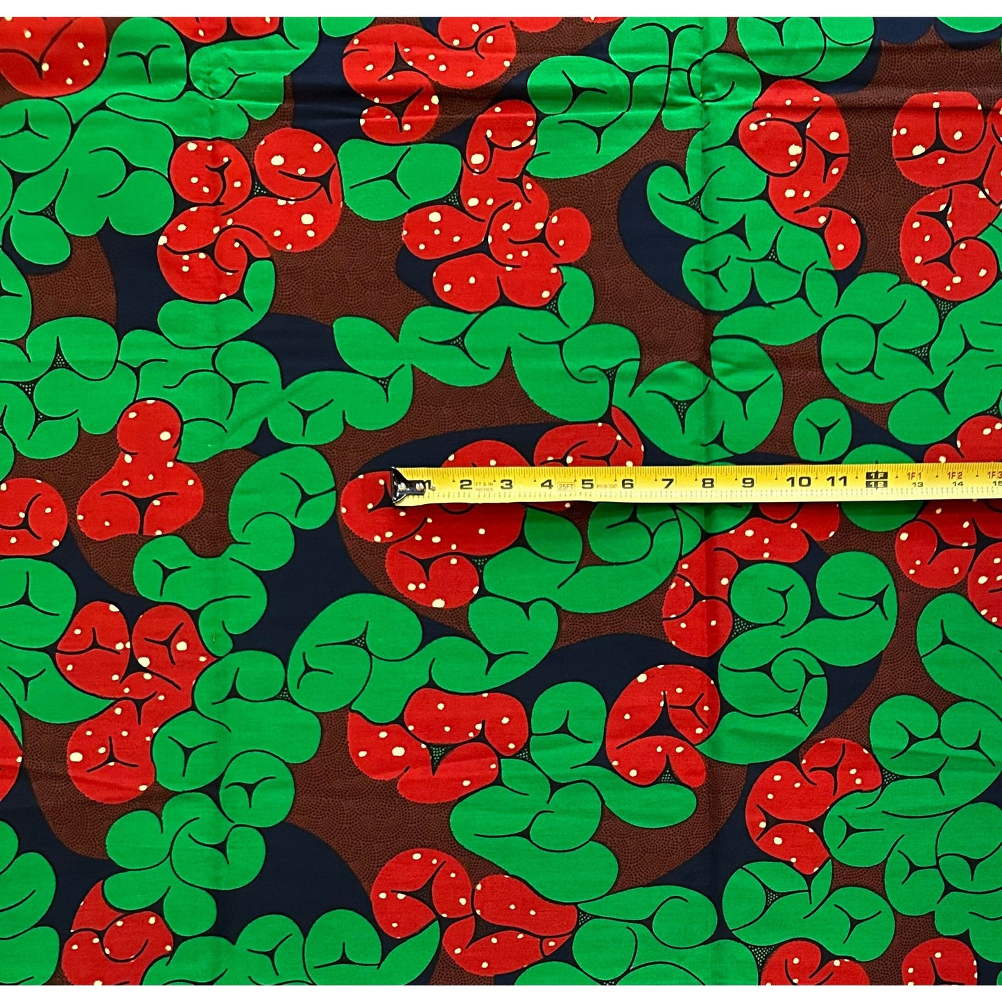 African Print Fabric/ Ankara - Brown, Green, Navy 'Knotted Compaore', YARD or WHOLESALE