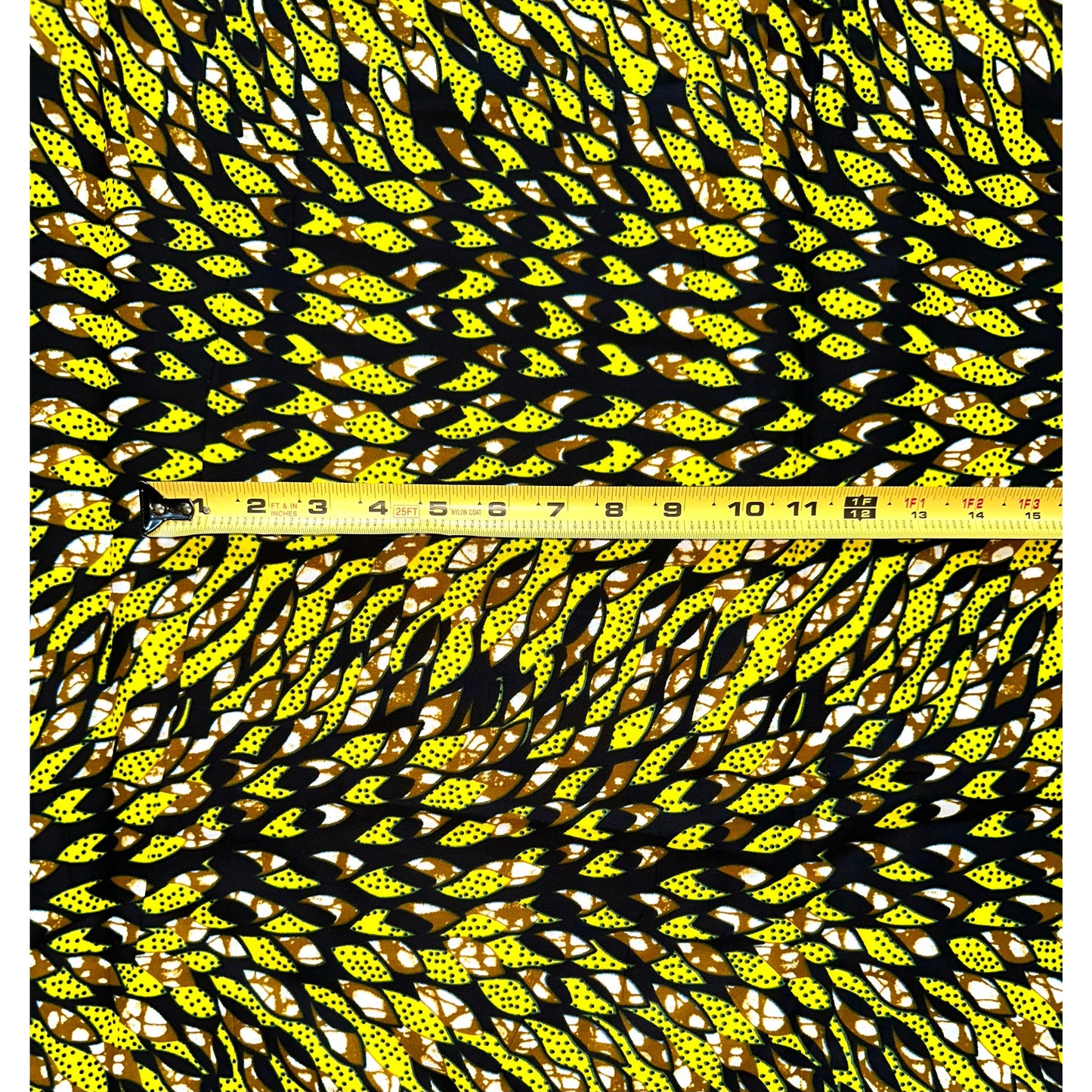 African Print Fabric/ Ankara - Yellow, Brown, Black 'Dada Illusion' Design, YARD or WHOLESALE