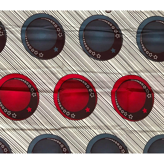 African Print Fabric/ Ankara - Gray, Red, Brown "Special Envoy," YARD or WHOLESALE