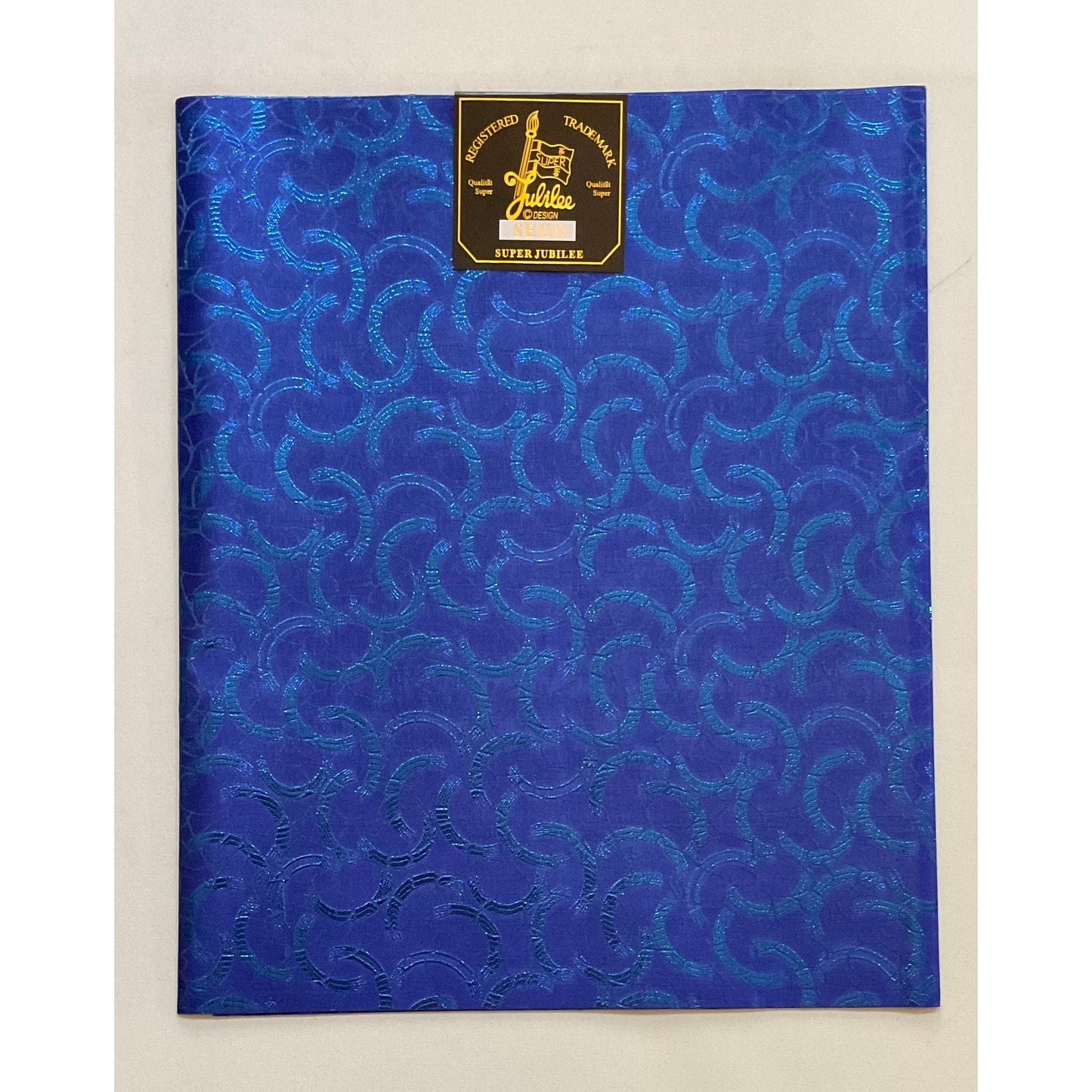 African Damask/ Metallic Jacquard/ Headtie, Gele Fabric - Blue ‘Link Up’, ~2 yards