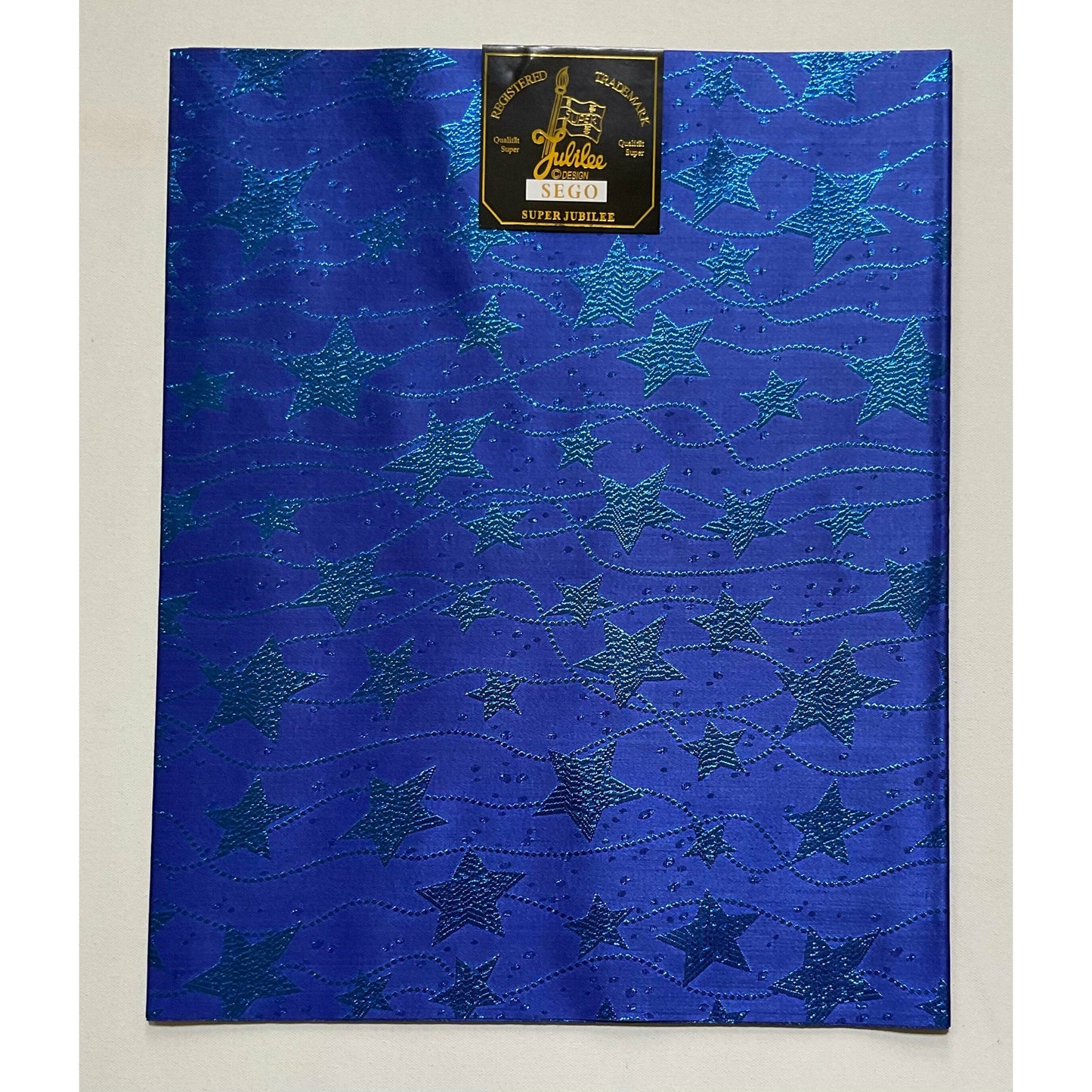 African Damask/ Metallic Jacquard/Headtie, Gele Fabric - Blue ‘Celebrity’, ~2 yards