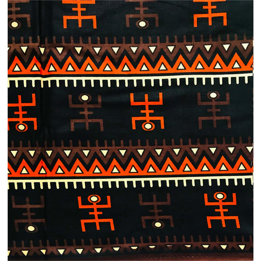 African Print Fabric/ Ankara - Black, Sienna, Brown 'Jabulani', YARD or WHOLESALE
