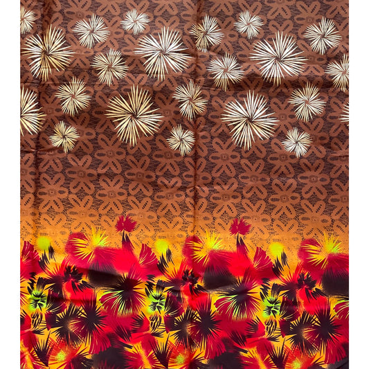 African Print Fabric/ Ankara - Brown, Red, Orange, Shimmery Gold 'Tropics in Paradise’ YARD or WHOLESALE