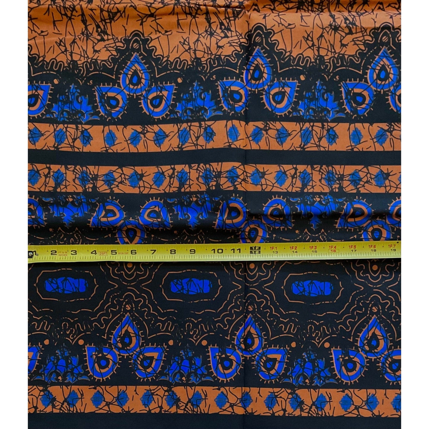 African Print Fabric/ Ankara - Brown, Blue, Black 'Amba', YARD or WHOLESALE