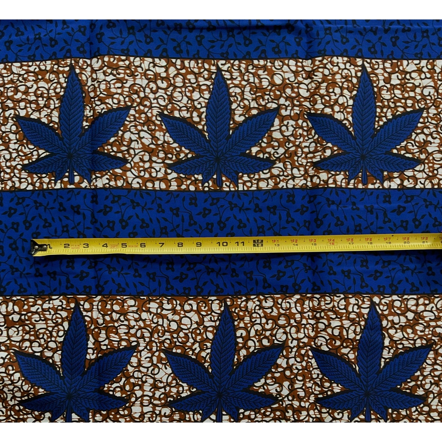 African Print Fabric/ Ankara - Blue, Brown 'Jamdown W' Design, YARD or WHOLESALE