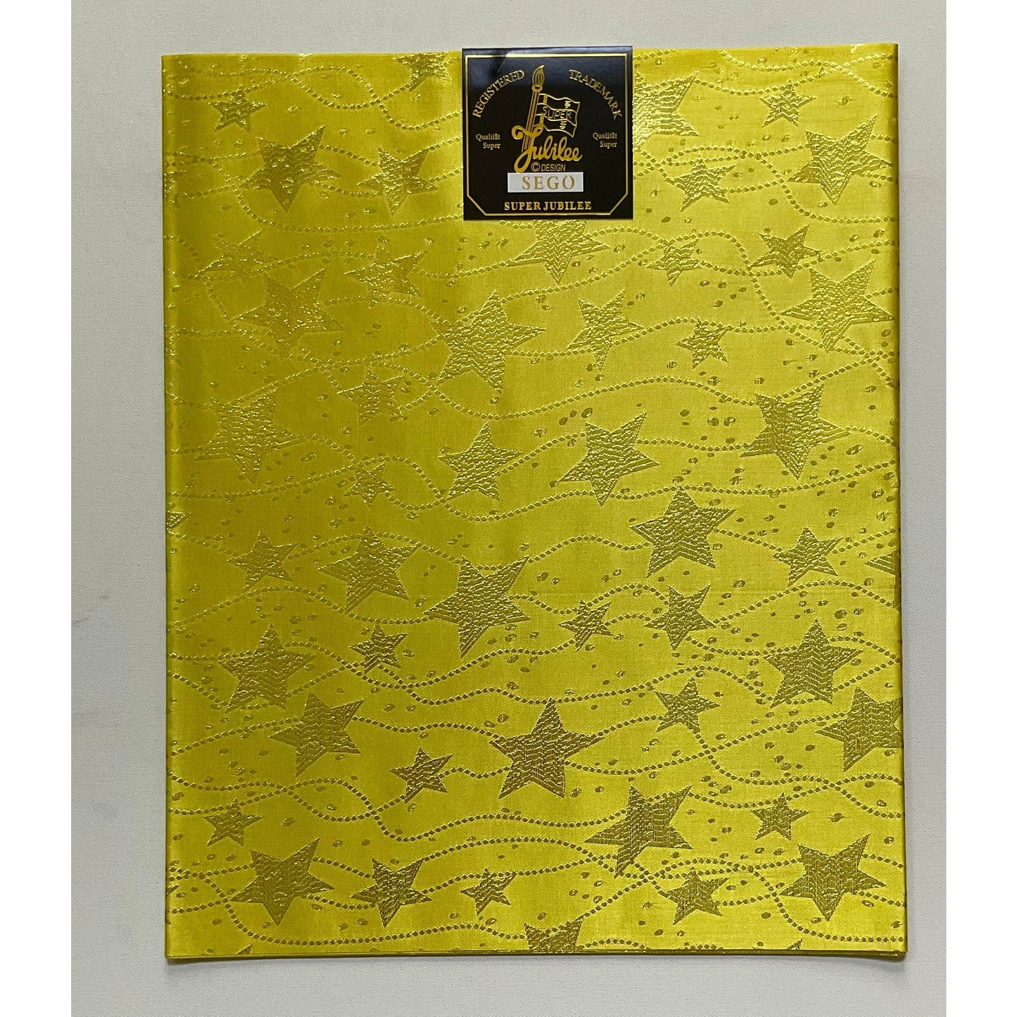 African Damask/ Metallic Jacquard/Headtie, Gele Fabric - Yellow ‘Celebrity’, ~2 yards