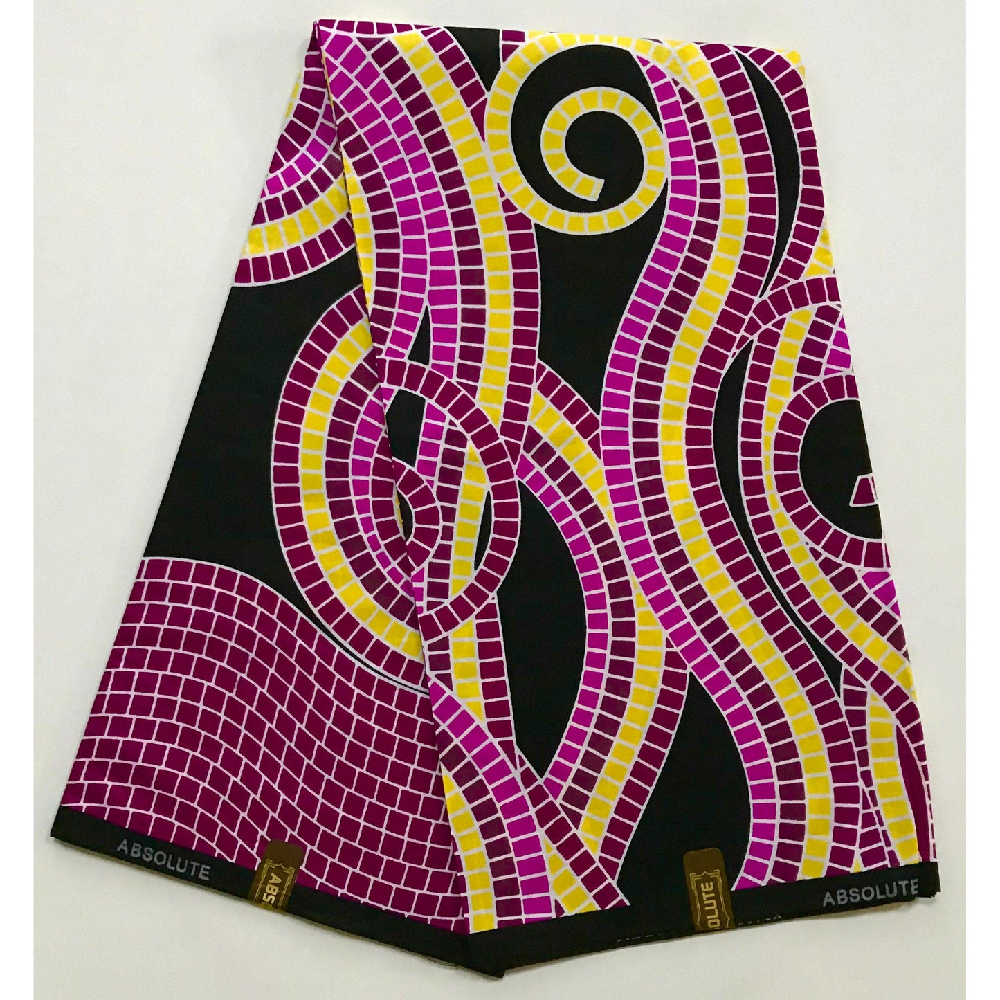 African Print Fabric/ Ankara - Purple, Yellow, Black 'Anat,' YARD or WHOLESALE
