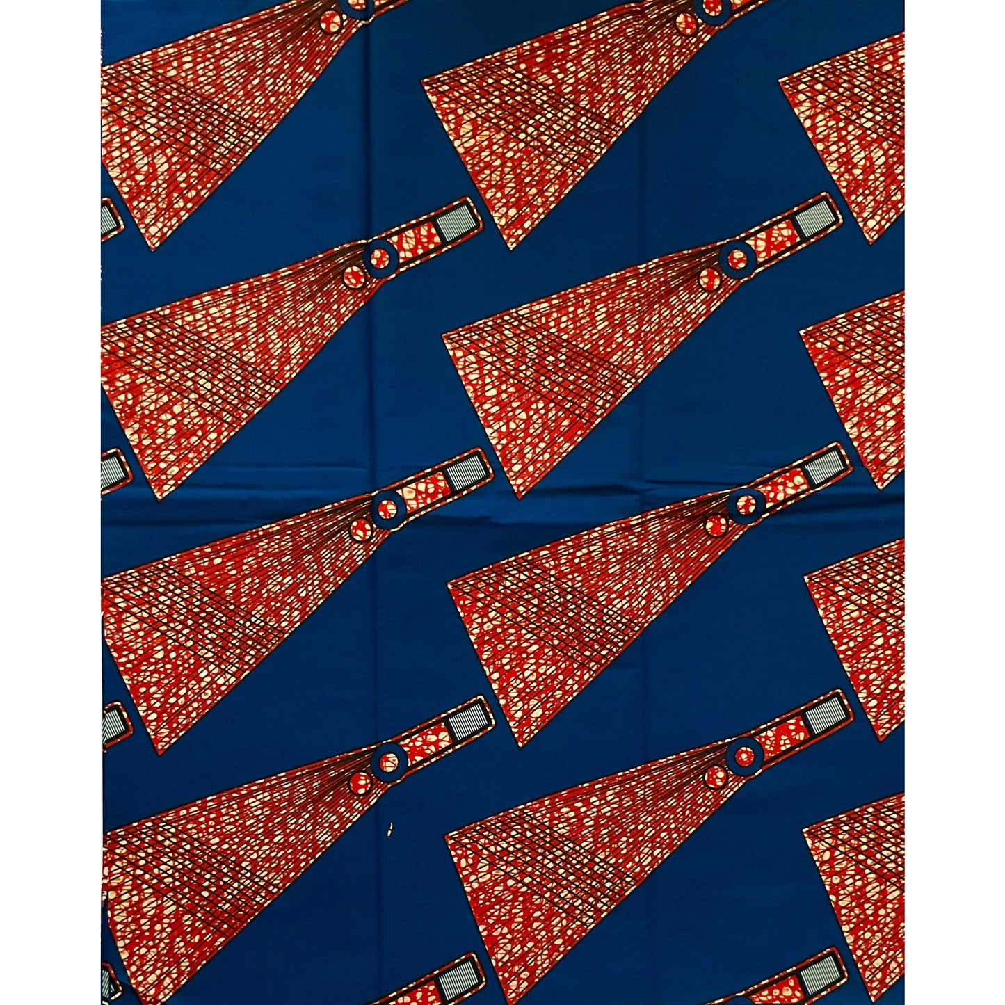 African Print Fabric/ Ankara - Brown, Blue ‘Adelaide' Design, YARD or WHOLESALE