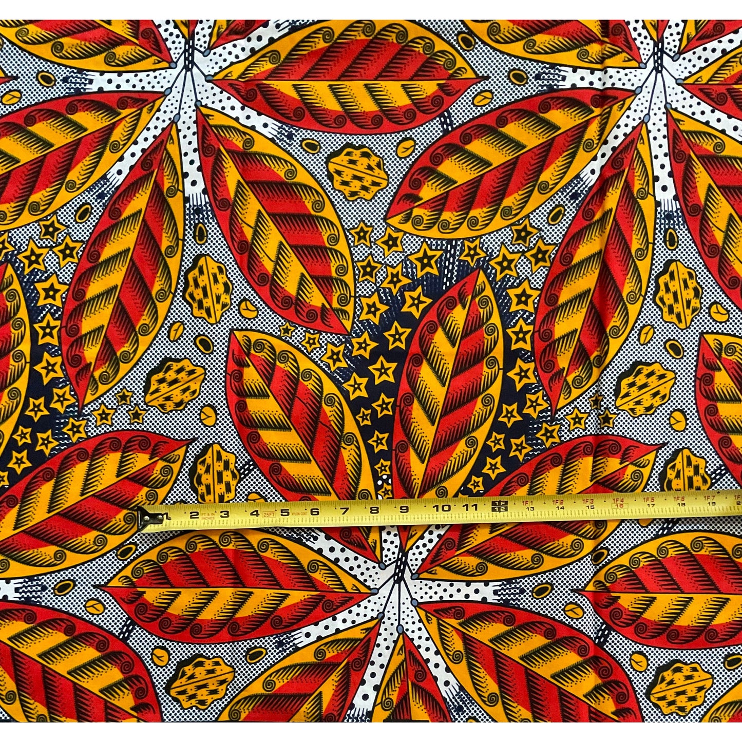 African Print Fabric/ Ankara - Orange, Marigold "Fall Pastiche," YARD or WHOLESALE