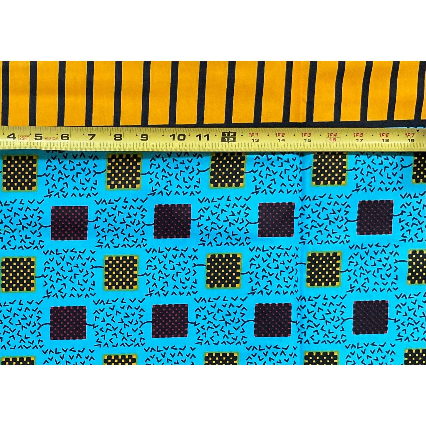 African Print Fabric/ Ankara - Blue, Red, Yellow 'Ivy Works' Design, YARD or WHOLESALE
