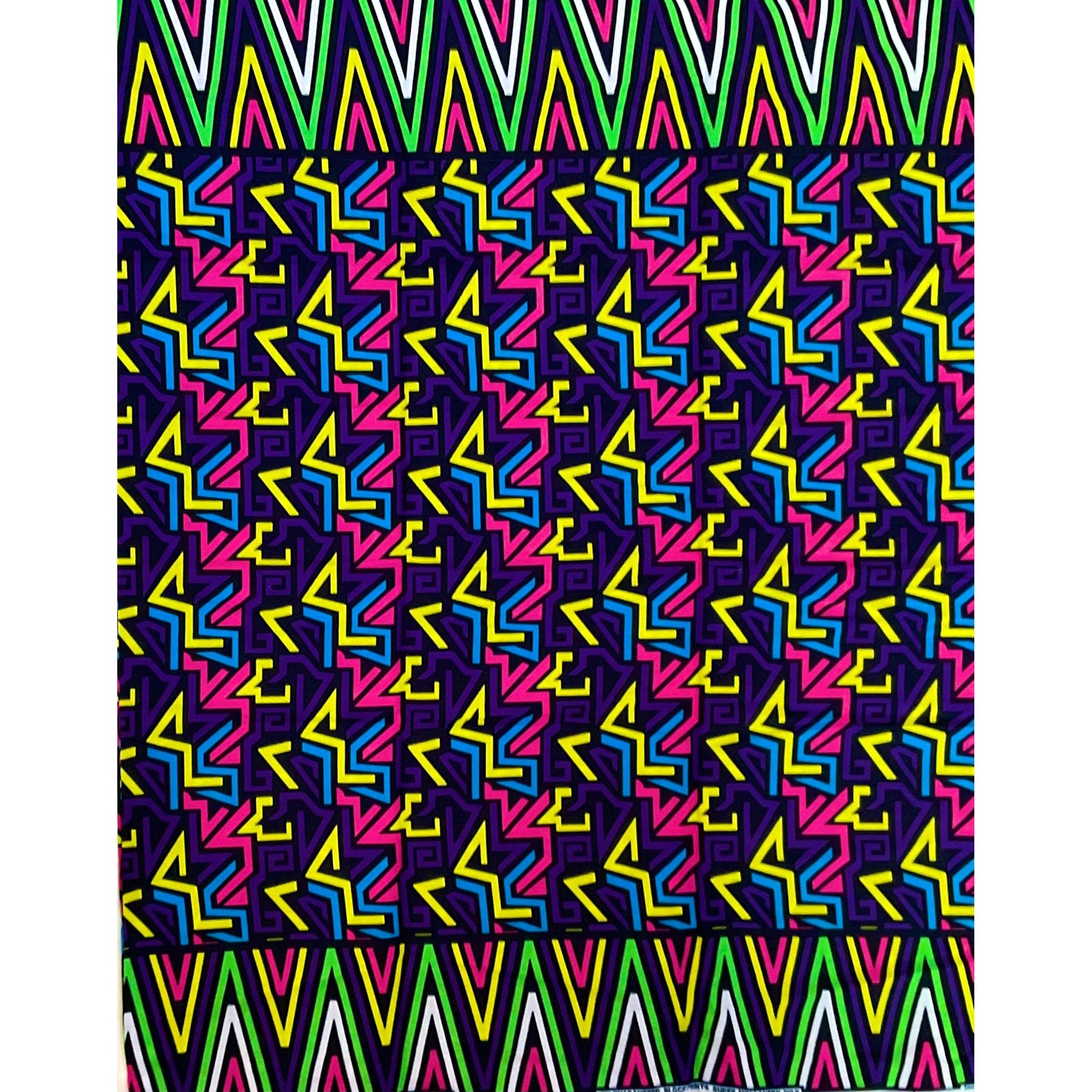 African Print Fabric/Ankara - Black, Purple, Green, Pink, Blue 'It Girl' Design, YARD or WHOLESALE