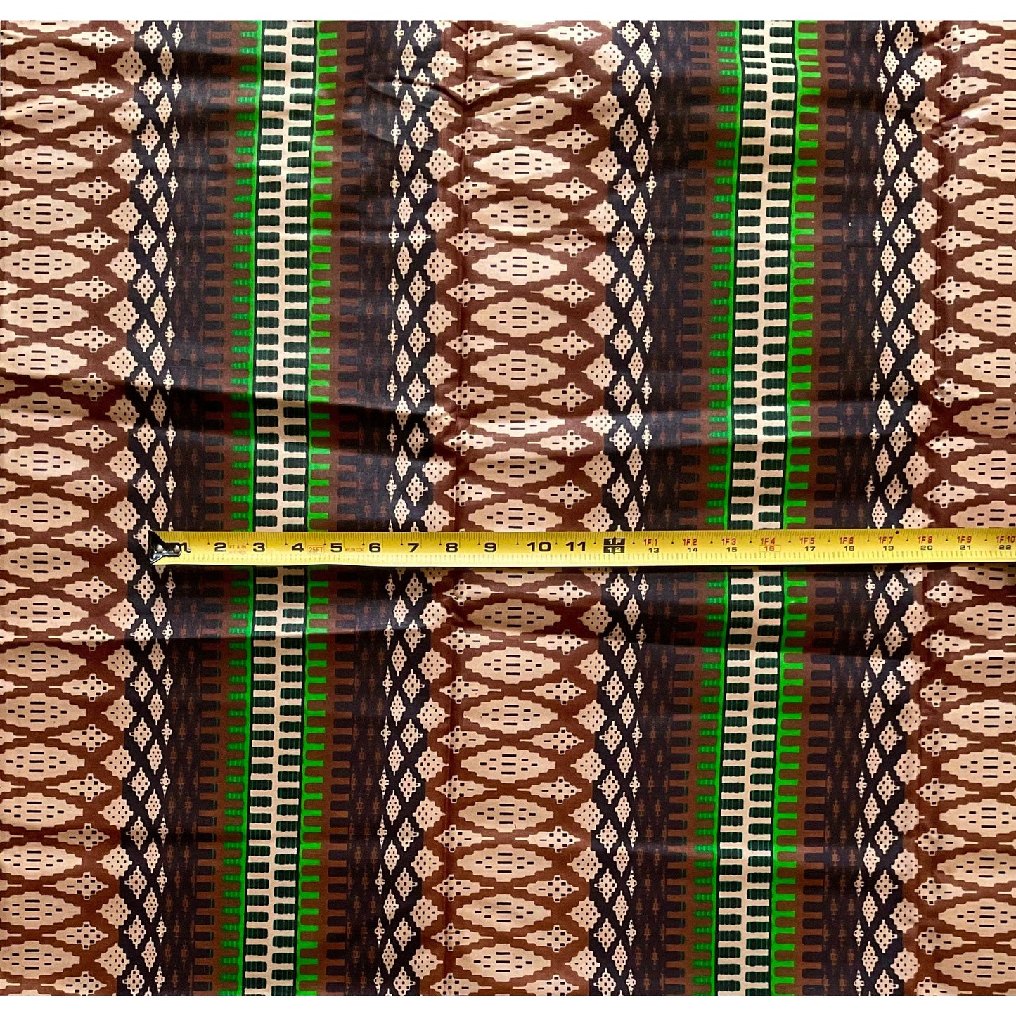 African Print Fabric/ Ankara - Brown, Green 'Glam Skin,' YARD or WHOLESALE