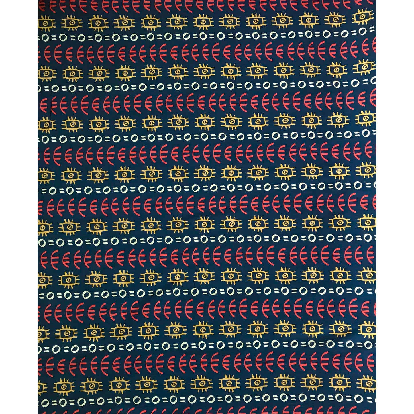 African Print, Stretch Cotton Satin Fabric- Navy, Orange, Marigold, Beige “Abimbola”, Per Yard