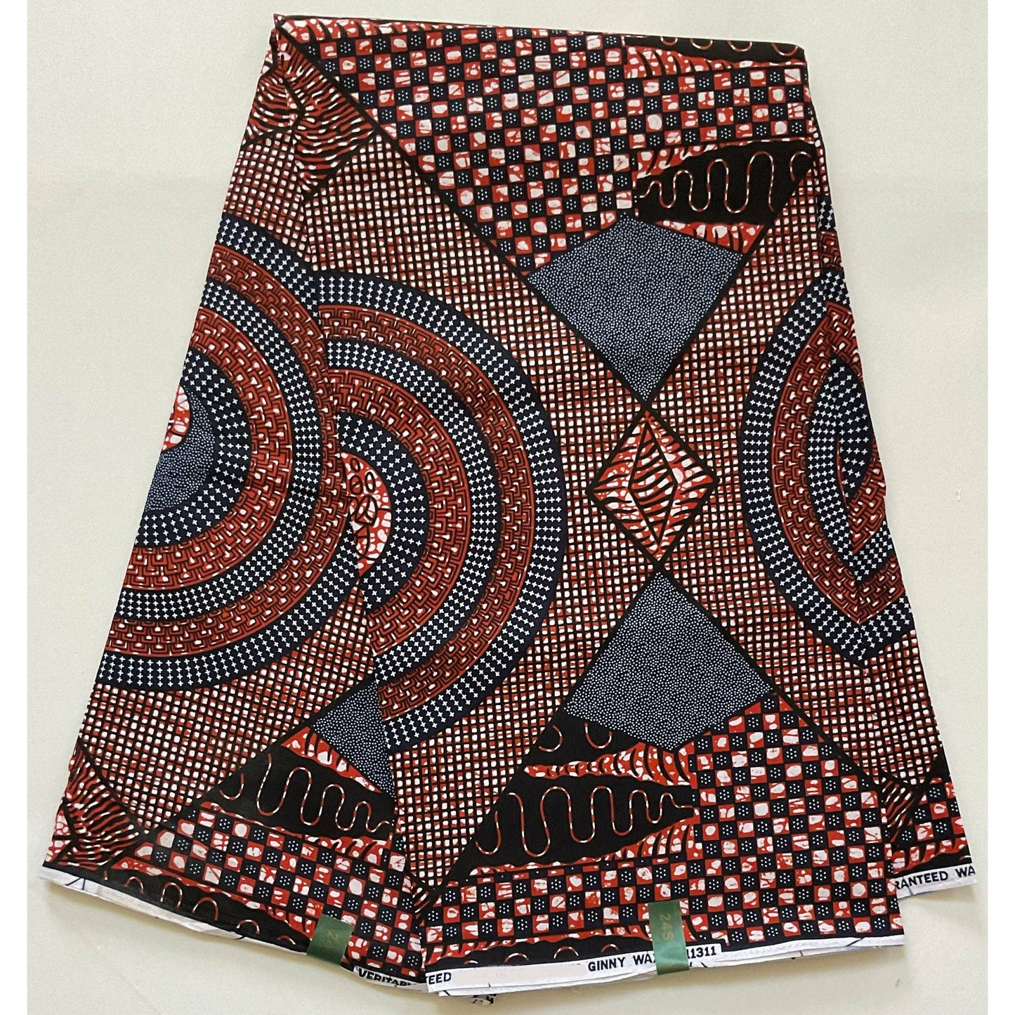 African Print Fabric/ Ankara - Brown, Navy 'Shahir' Design, YARD or WHOLESALE