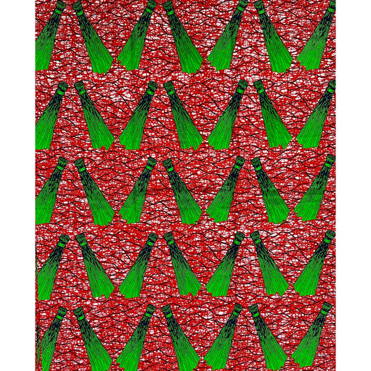 African Print Fabric/ Ankara - Red, Green, Navy 'Sweep the Board' Design, YARD or WHOLESALE