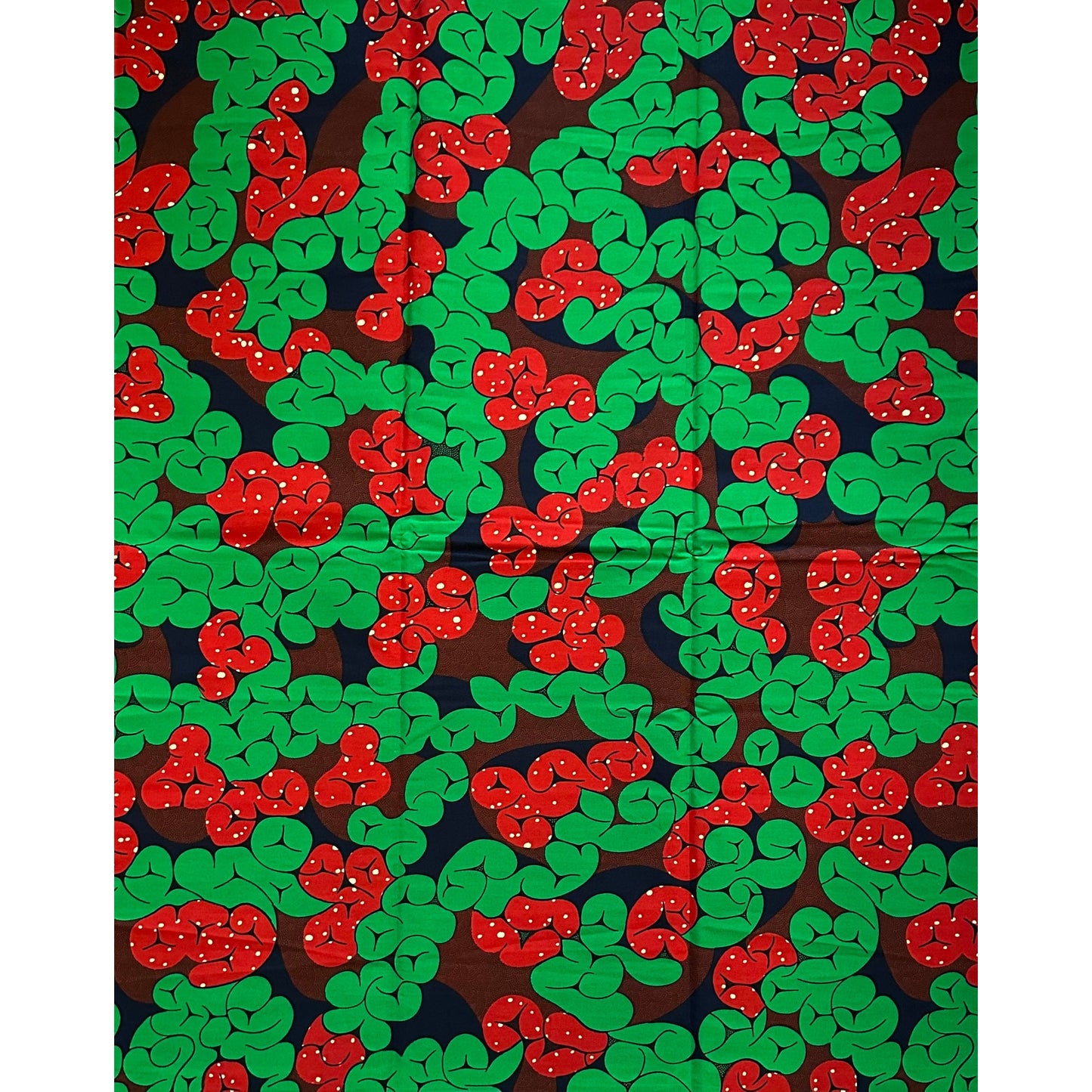 African Print Fabric/ Ankara - Brown, Green, Navy 'Knotted Compaore', YARD or WHOLESALE