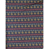 African Print, Elastic Knit Fabric - Navy, Orange, Marigold, Beige "Abimbola", Per Yard