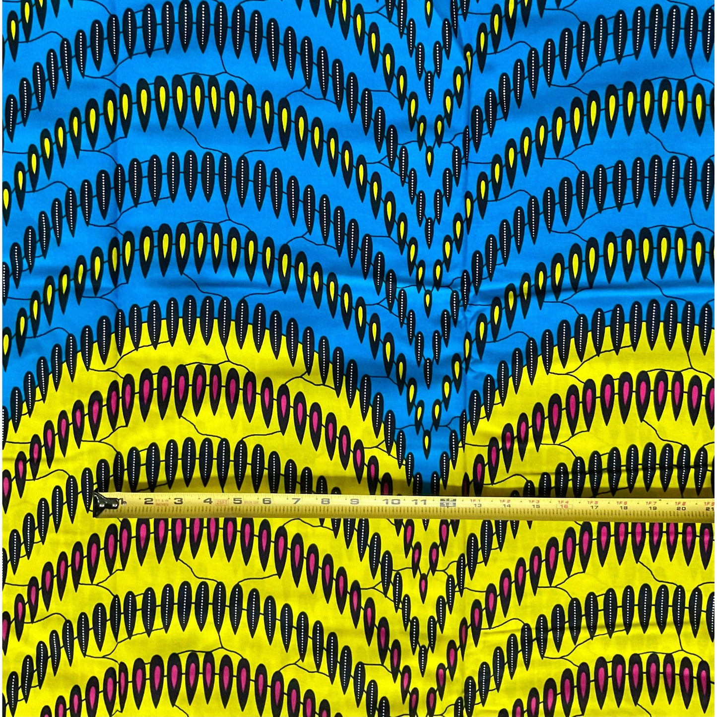 African Print Fabric/ Ankara - Yellow, Blue, Pink "T’Challah’s Necklace," YARD or WHOLESALE