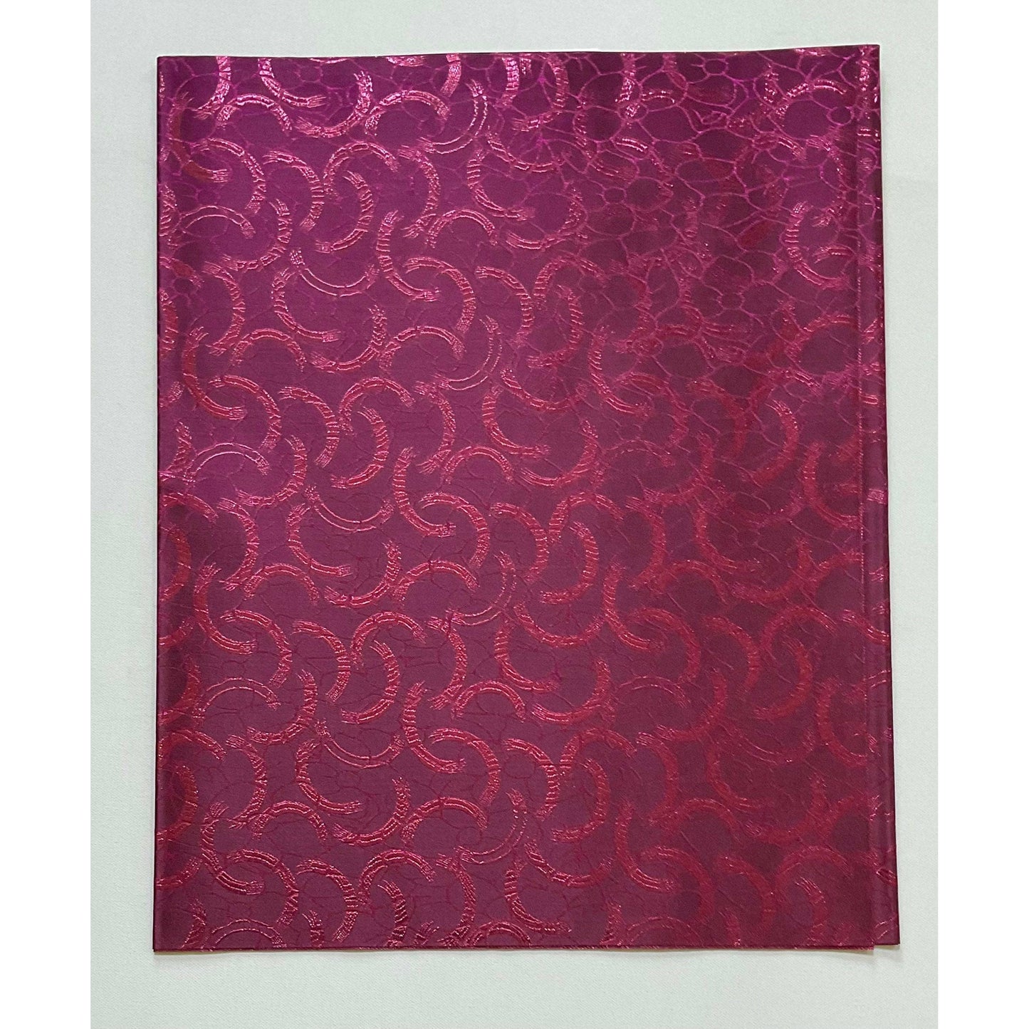 African Damask/ Metallic Jacquard/ Headtie, Gele Fabric - Plum ‘Link Up’, ~2 yards