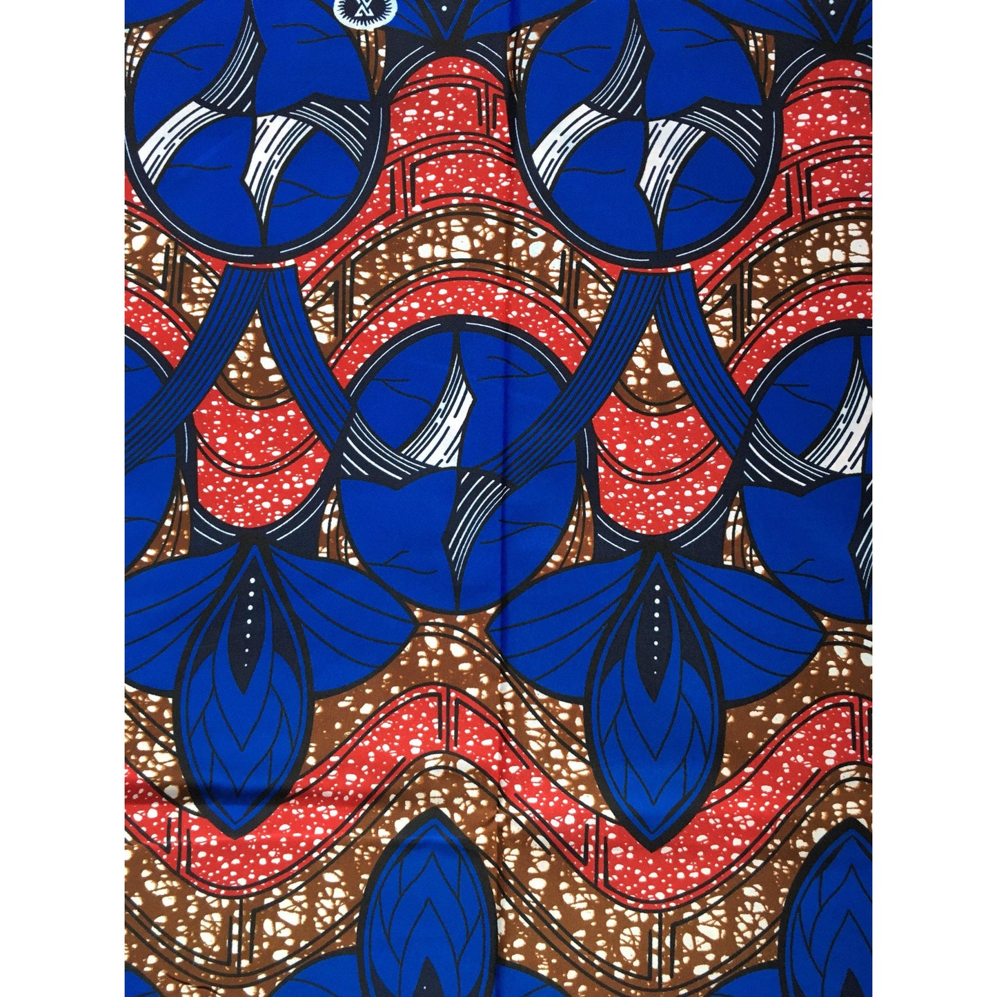 African Print Fabric/ Ankara - Blue, Red, Brown 'Berebere' Design, YARD or WHOLESALE