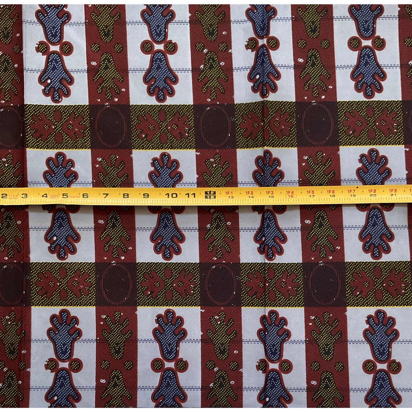 African Print Fabric/ Ankara - Gray, Brown, Yellow "Chieftain"