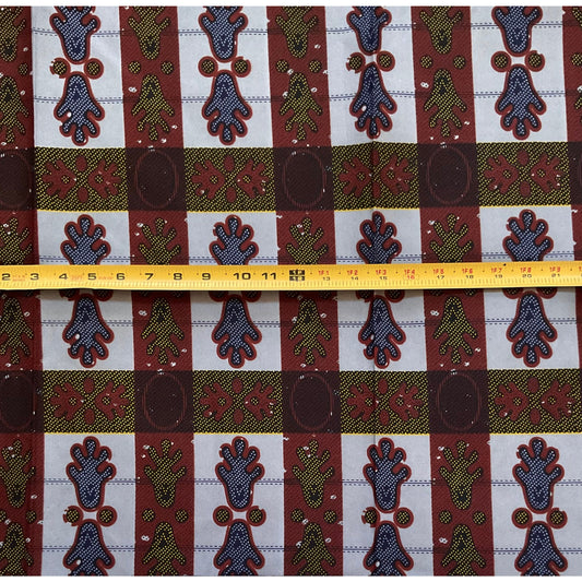 African Print Fabric/ Ankara - Gray, Brown, Yellow "Chieftain"