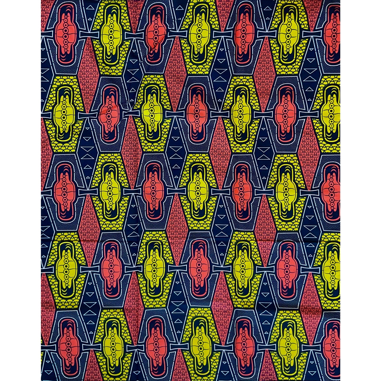 African Print Fabric/ Ankara - Pink, Yellow, Navy 'Indira' Design, YARD or WHOLESALE