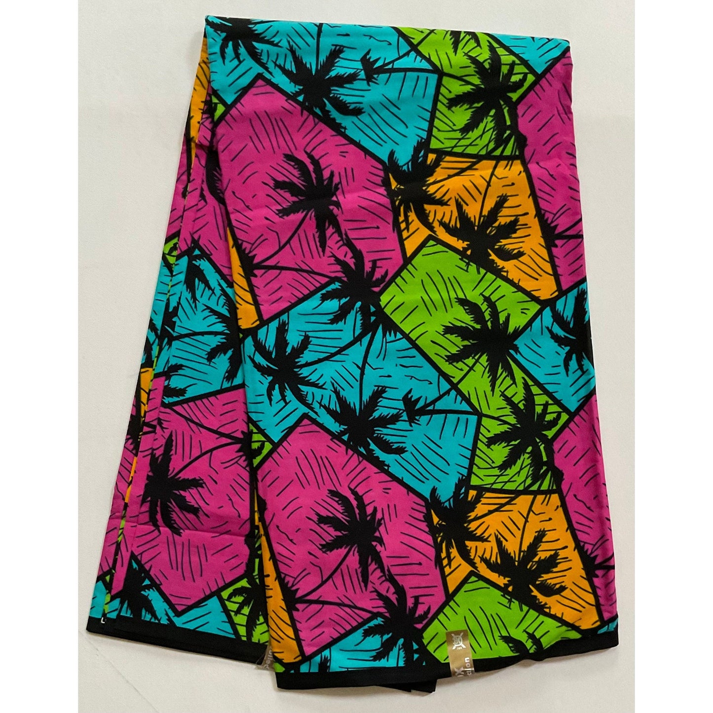 African Print Fabric/ Ankara - Pink, Green, Blue "Views from La Digue," YARD or WHOLESALE