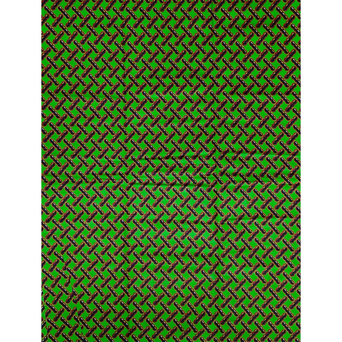 African Print Fabric/ Ankara - Green, Red, Marigold, Black 'Groundnuts” YARD or WHOLESALE