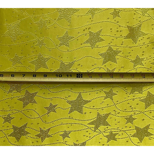 African Damask/ Metallic Jacquard/Headtie, Gele Fabric - Yellow ‘Celebrity’, ~2 yards