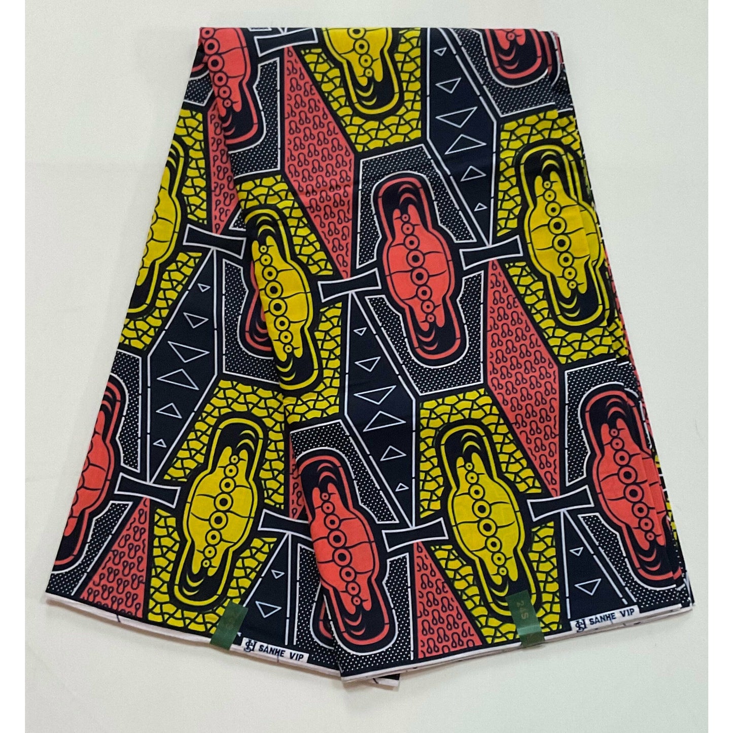 African Print Fabric/ Ankara - Pink, Yellow, Navy 'Indira' Design, YARD or WHOLESALE